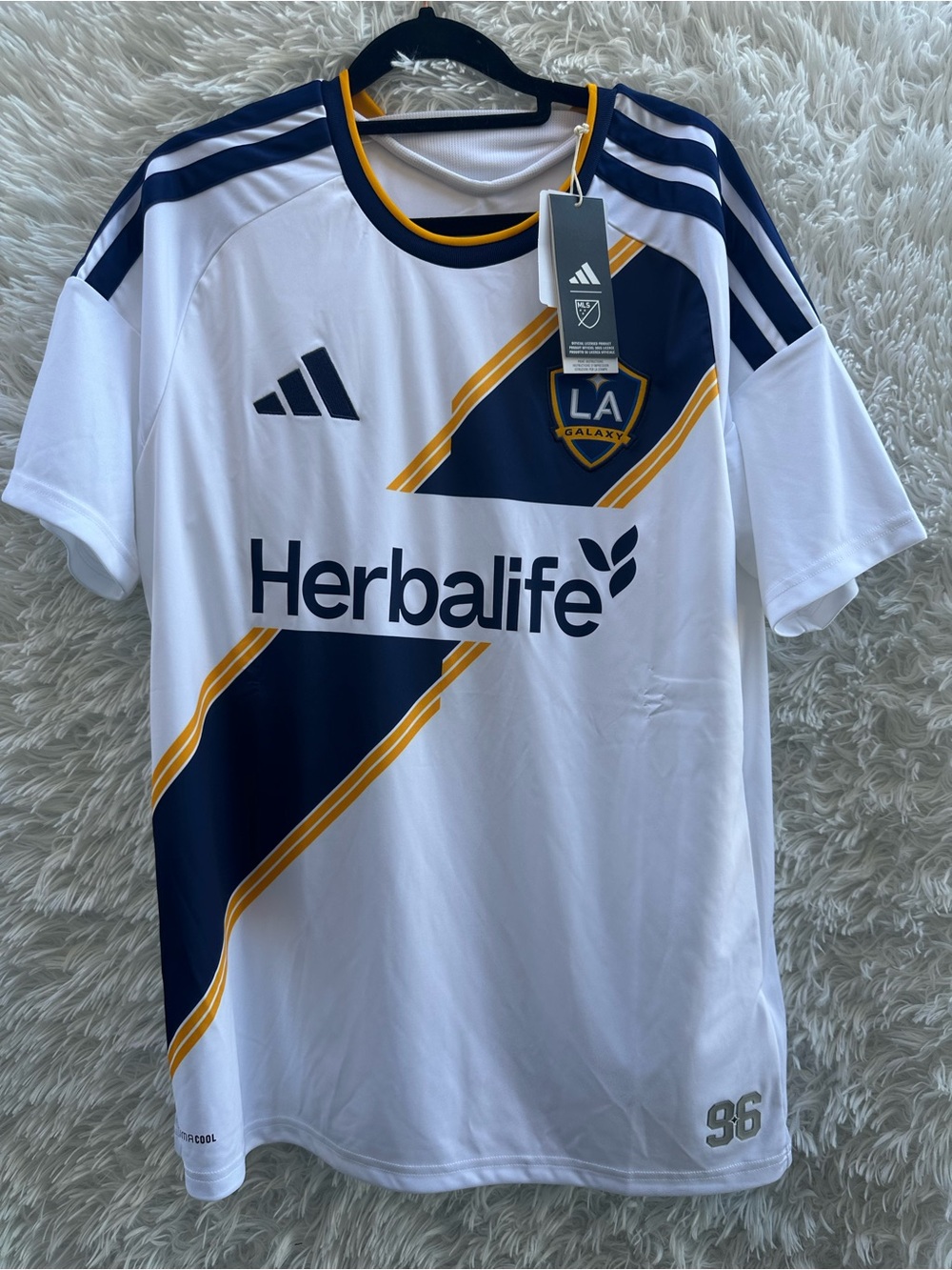 adidas LA Galaxy Men's White Navy Gold Soccer Jersey
